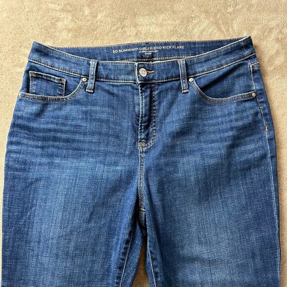 Chicos So Slimming Girlfriend Kick Flare Jeans Womens Size 12 Blue Denim Cropped - Picture 4 of 7